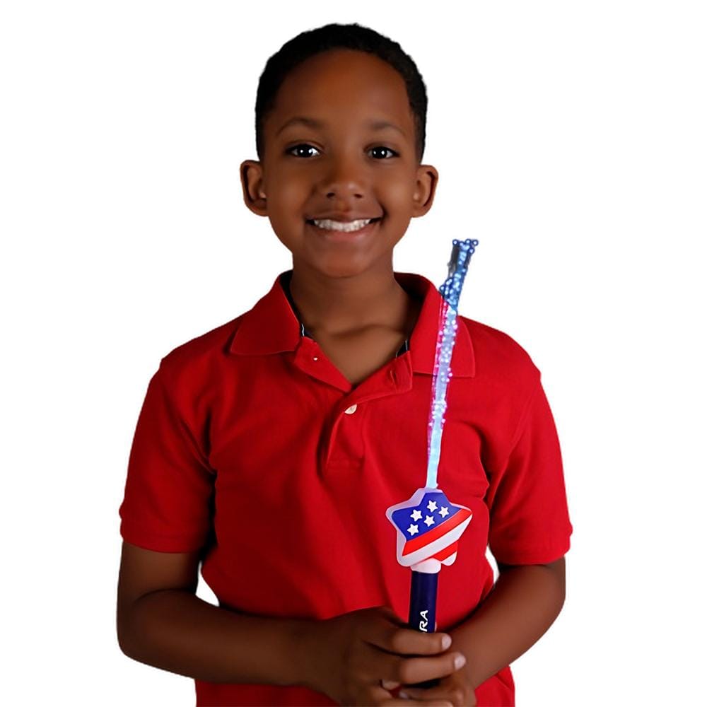 Fiber Optic Stars and Stripes Wand 2 Inch Glow Sticks Fiber Optic Stars and Stripes Wand 2 Inch Glow Sticks 4