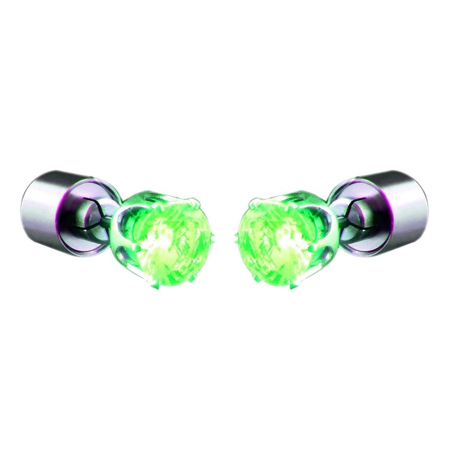 LED Faux Diamond Pierced Earrings Green All Products 3