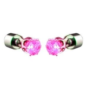 LED Faux Diamond Pierced Earrings Pink Pink