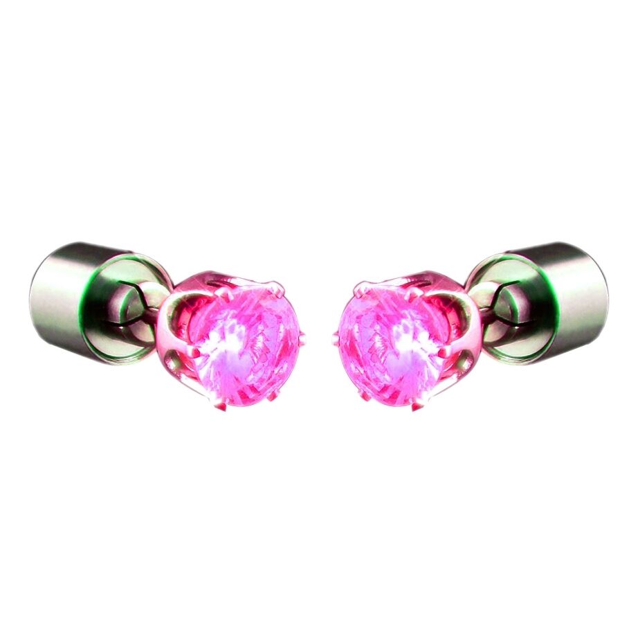 LED Faux Diamond Pierced Earrings Pink All Products 3