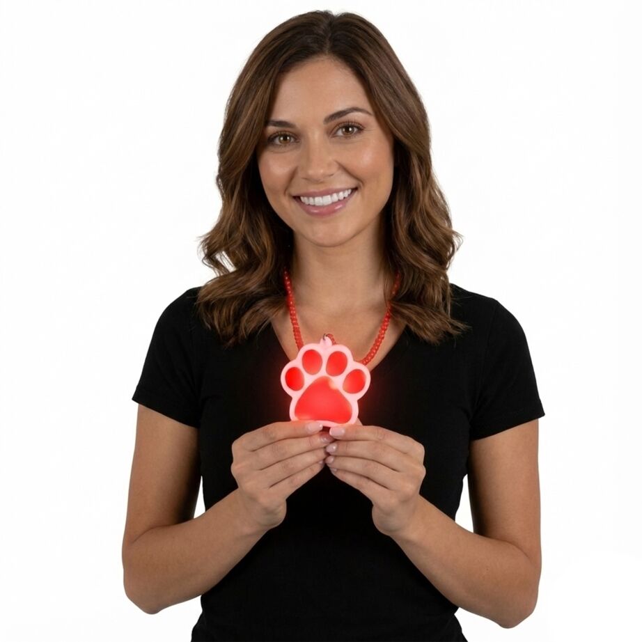 Light Up Red Paw Print Charm Necklace All Products Light Up Red Paw Print Charm Necklace All Products 3