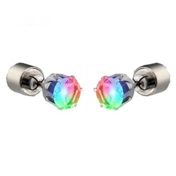 LED Faux Diamond Pierced Earrings Multicolor Rainbow Multicolor