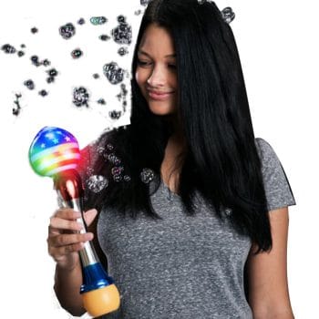 12 Inch Light Up USA Flag Globe Bubble Multicolor Wand 2 Inch Glow Sticks