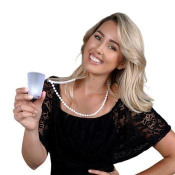 Light Up White Shot Glass on White Beaded Necklaces 4th of July