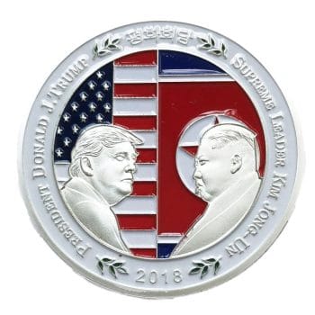 Donald Trump Shake Hands with Kim Jong-un Commemorative Silver Plated Coin Non-Light Up Fun
