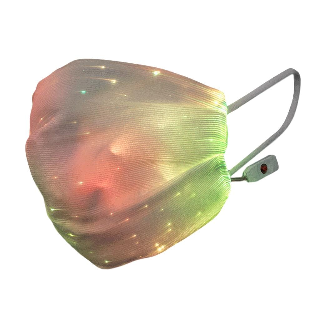USB Fiber Optic Light Up Multicolor Face Mask in White Rectangle Fabric All Products USB Fiber Optic Light Up Multicolor Face Mask in White Rectangle Fabric All Products 3