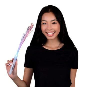 Patriotic Fiber Optic Wand with Red White Blue LEDs 2 Inch Glow Sticks