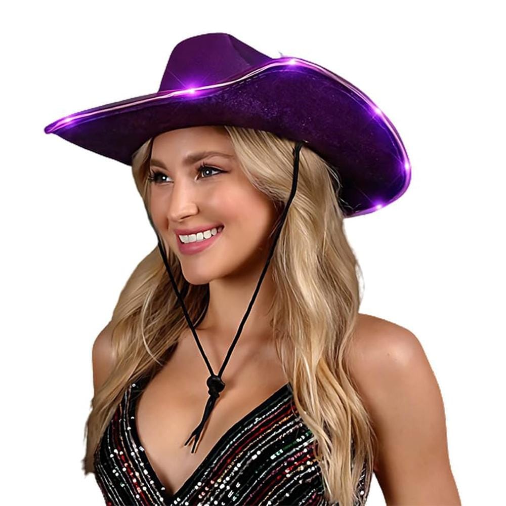 Light Up Shiny Satin Metallic Space Cowboy Hat Purple Pack of 2 All Products Light Up Shiny Satin Metallic Space Cowboy Hat Purple Pack of 2 All Products 6