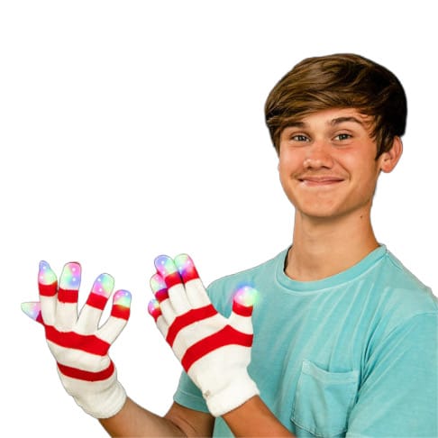 Knitted Candy Cane Gloves with Multicolor LEDs All Products Knitted Candy Cane Gloves with Multicolor LEDs All Products 3