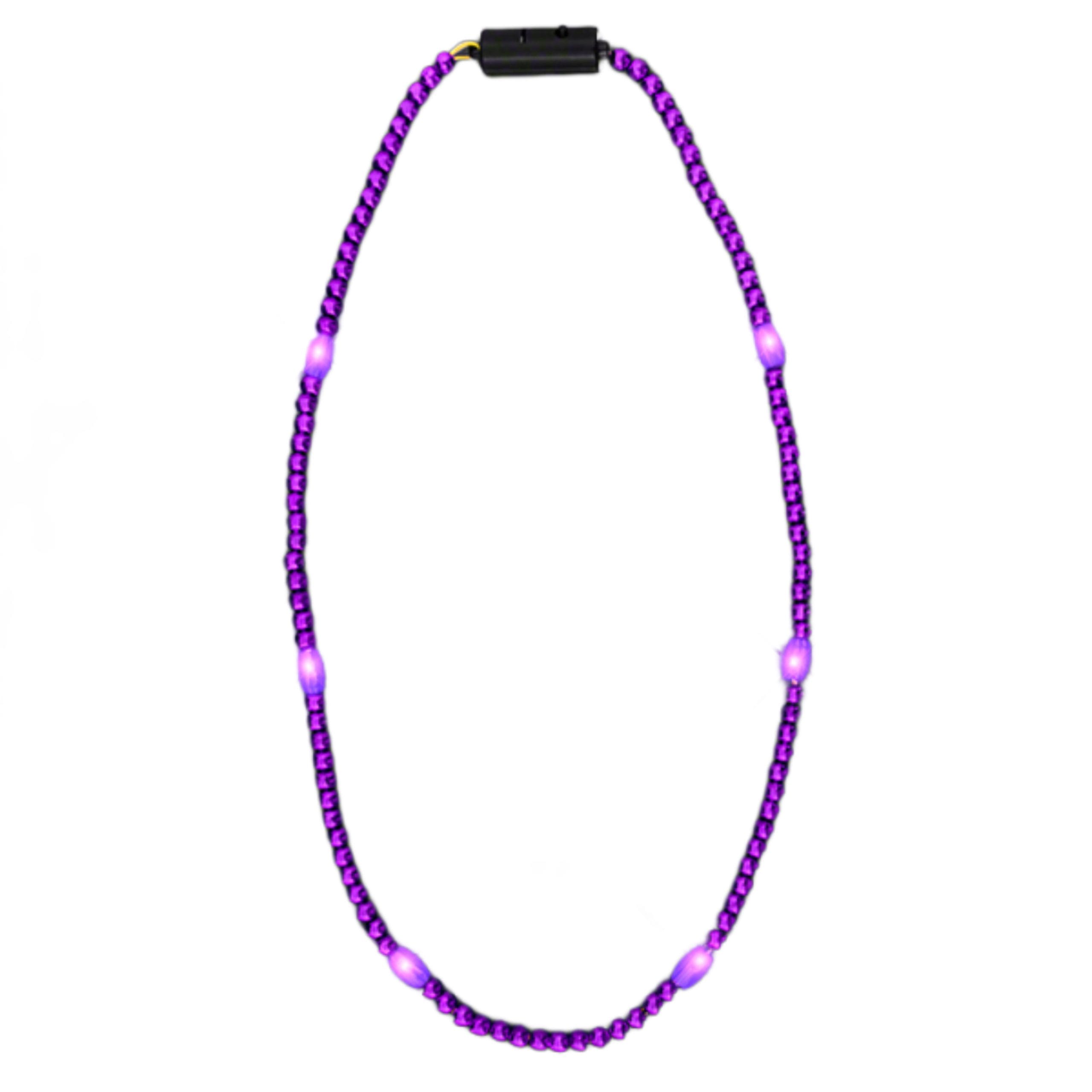 LED Necklace with Purple Metallic Beads for Mardi Gras All Products LED Necklace with Purple Metallic Beads for Mardi Gras All Products 6