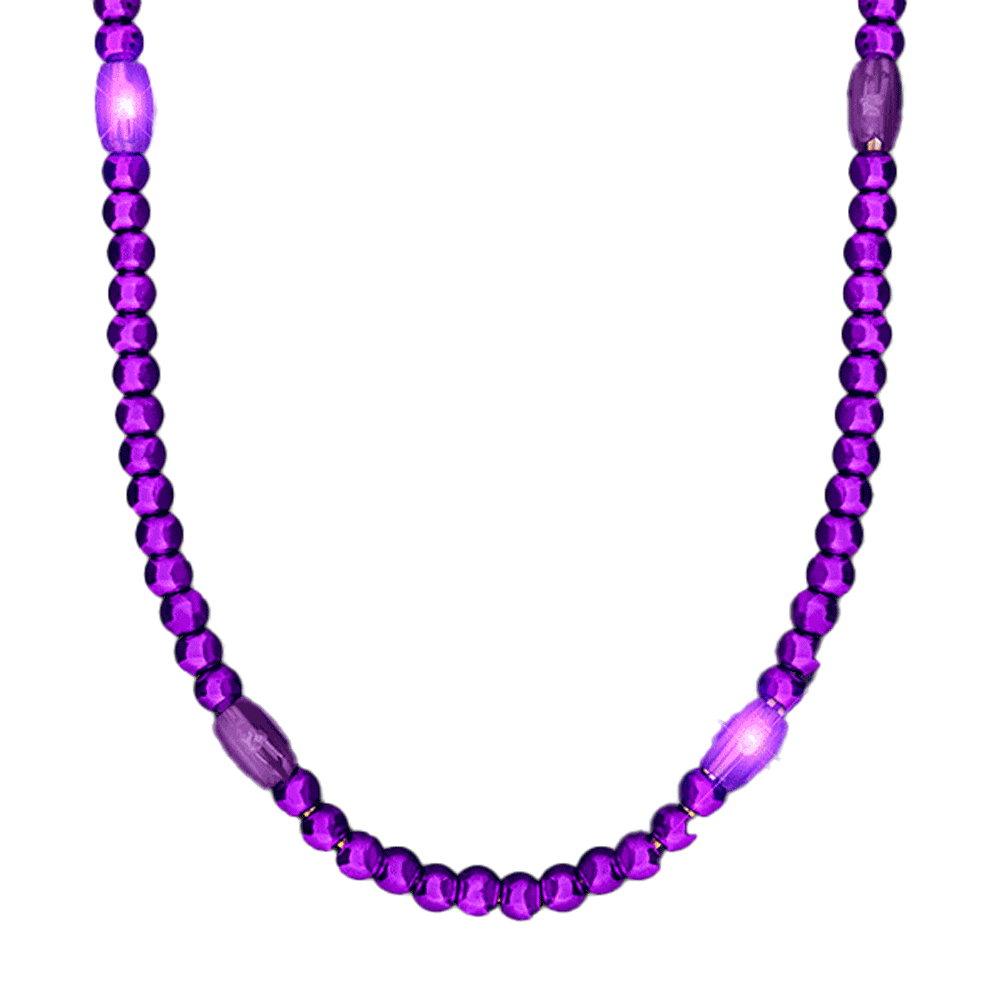 LED Necklace with Purple Metallic Beads for Mardi Gras All Products LED Necklace with Purple Metallic Beads for Mardi Gras All Products 5