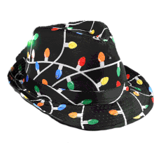 Black Fedora in Christmas Bulb Prints with Multicolor LEDs All Products Black Fedora in Christmas Bulb Prints with Multicolor LEDs All Products 4