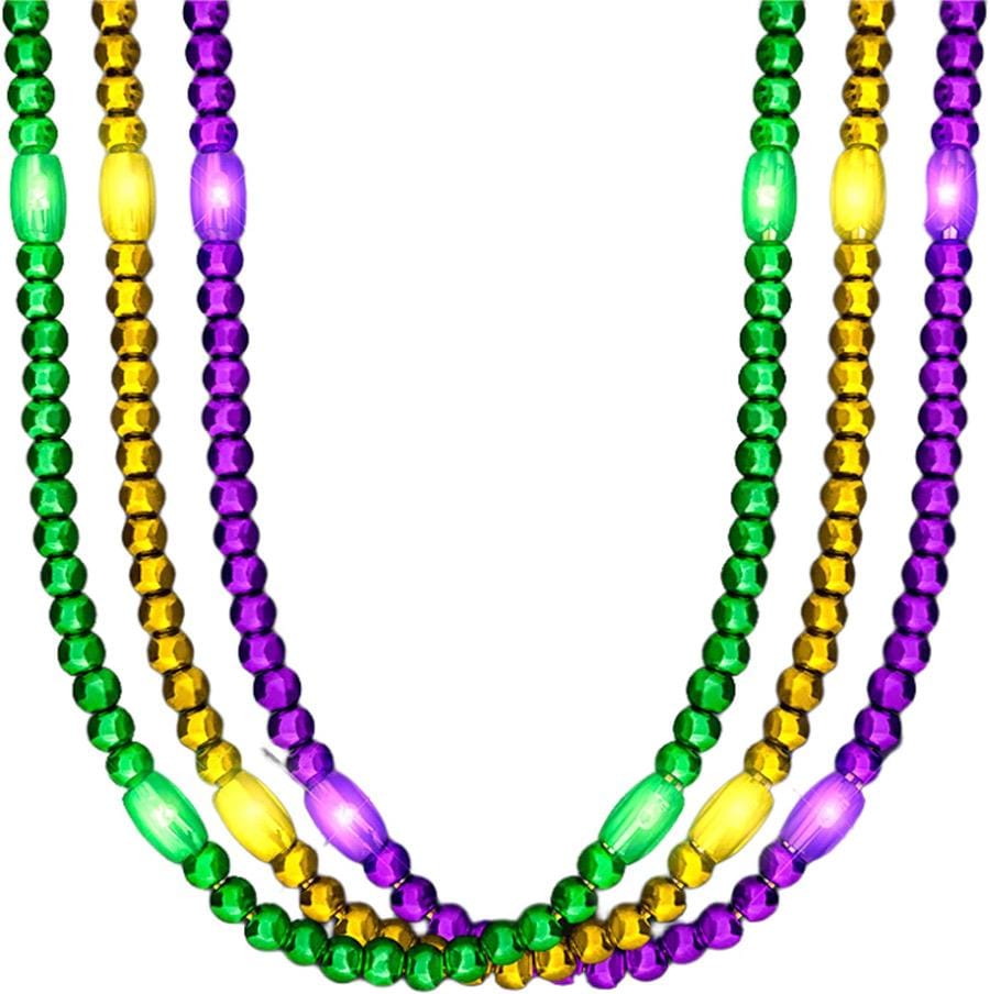 LED Necklace with Mardi Gras Beads Pack of 12 All Products LED Necklace with Mardi Gras Beads Pack of 12 All Products 6
