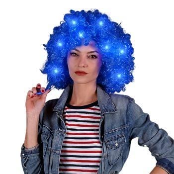 Blue Afro Wig with Flashing LEDs All Products