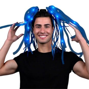 Blue LED Noodle Headband Flashing Dreads Bachelorette Party Headware Blue LED Noodle Headband Flashing Dreads Bachelorette Party Headware
