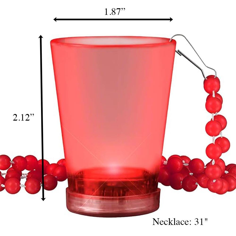 Light Up Red Shot Glass on Red Beaded Necklaces 4th of July Light Up Red Shot Glass on Red Beaded Necklaces 4th of July 5
