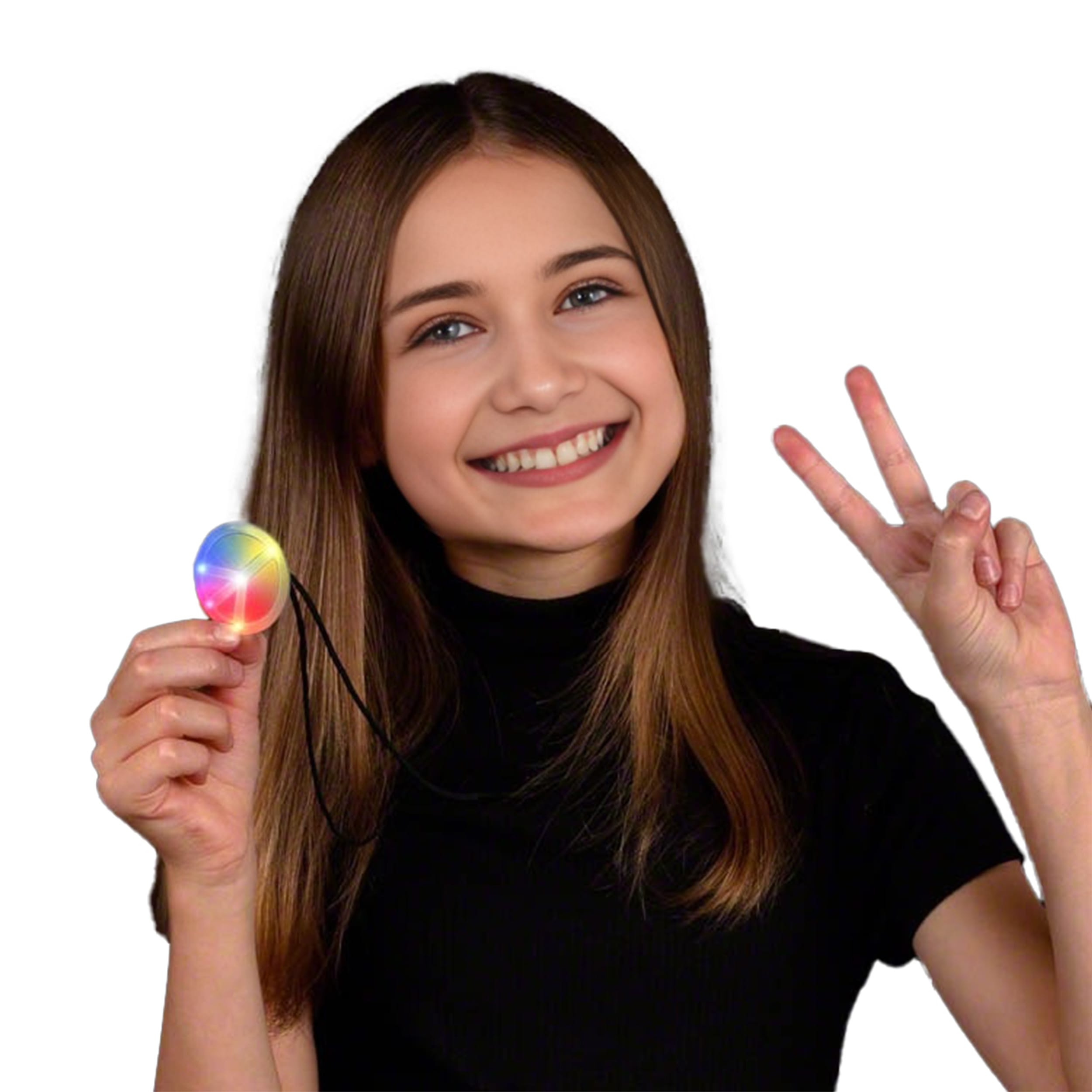 Rainbow Peace Sign Necklace Flashing Body Light All Products 5