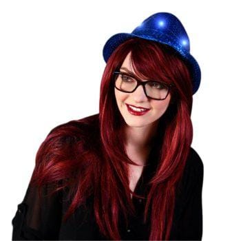 LED Flashing Fedora Hat with Blue Sequins Man that Burns Lights LED Flashing Fedora Hat with Blue Sequins Man that Burns Lights