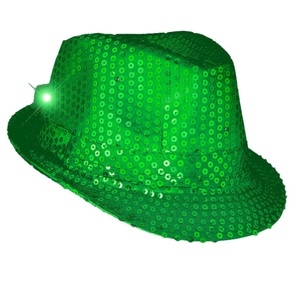 LED Flashing Fedora Hat with Green Sequins All Products LED Flashing Fedora Hat with Green Sequins All Products 5