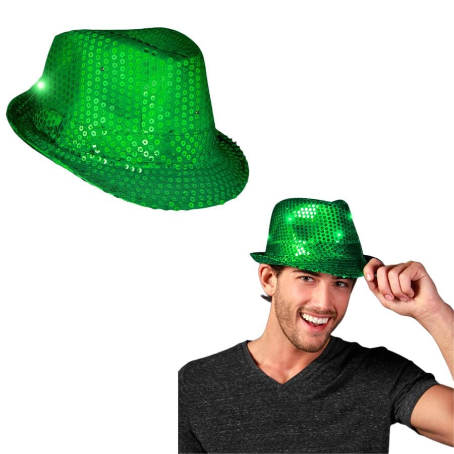 LED Flashing Fedora Hat with Green Sequins All Products LED Flashing Fedora Hat with Green Sequins All Products 4