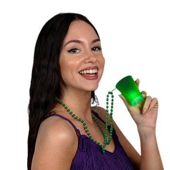 Light Up Green Shot Glass on Green Beaded Necklaces All Products