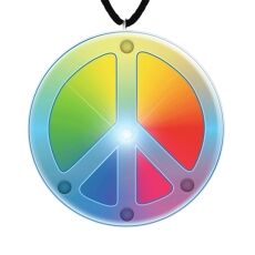 Peace Sign Rasta Colors Flashing Body Light Necklace All Products 6