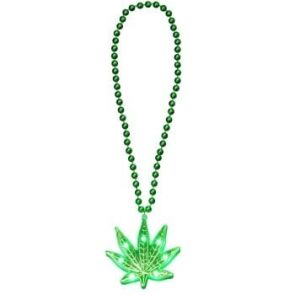 Light Up Pot Leaf Beaded Necklace 420