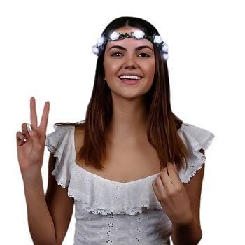 Light Up White Rose Flower Princess Halo Crown Headband Bachelorette Party Headware