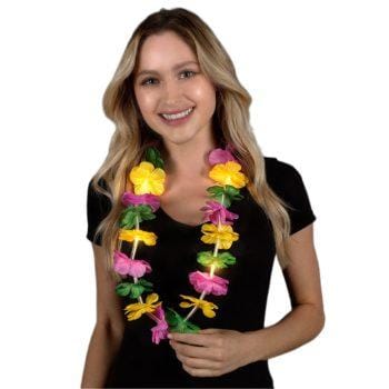 Light Up Hawaiian Flower Lei Necklace Mardi Gras All Products
