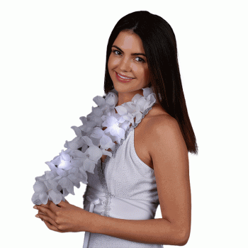 White Flashing Hawaiian Lei Necklace Bachelorette Party Necklaces