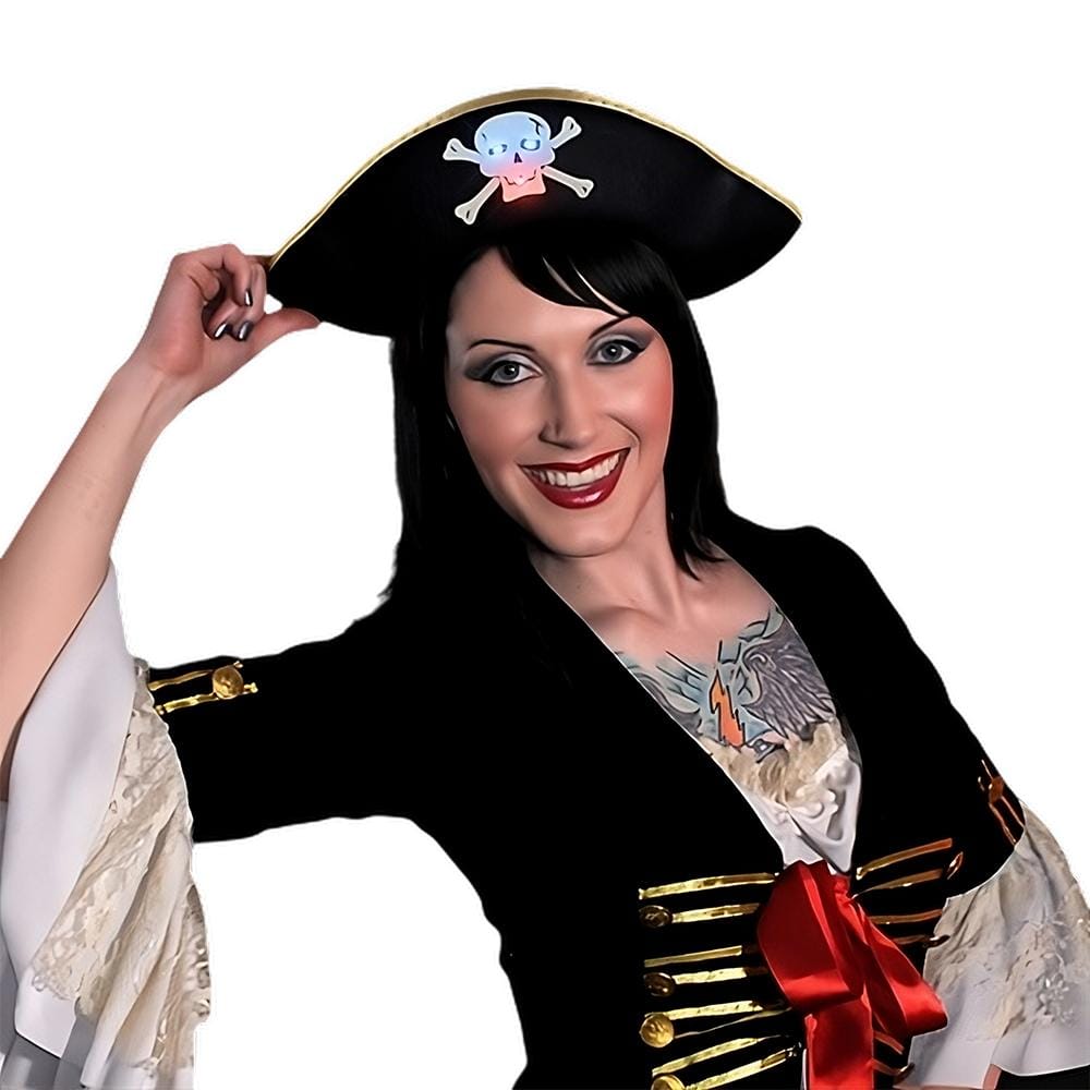 Premium Light Up Black Pirate Hat with Blinking Skull All Products Premium Light Up Black Pirate Hat with Blinking Skull All Products 3