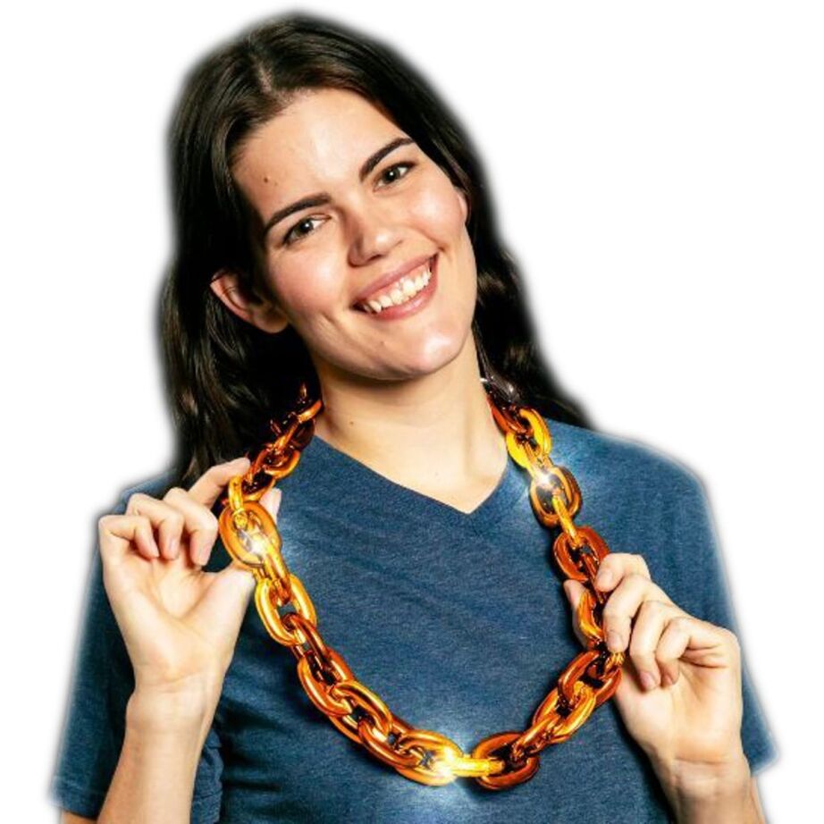 Light Up Jumbo Chain Necklace Orange Pack of 6 All Products 3