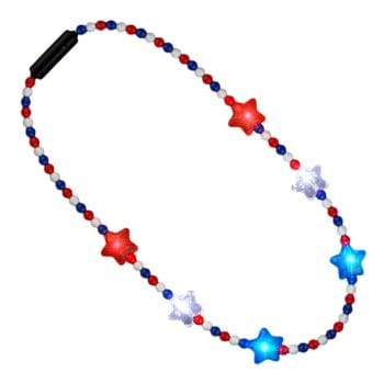 Flashing Patriotic Disco Prism Stars Red White Blue Necklace Themes