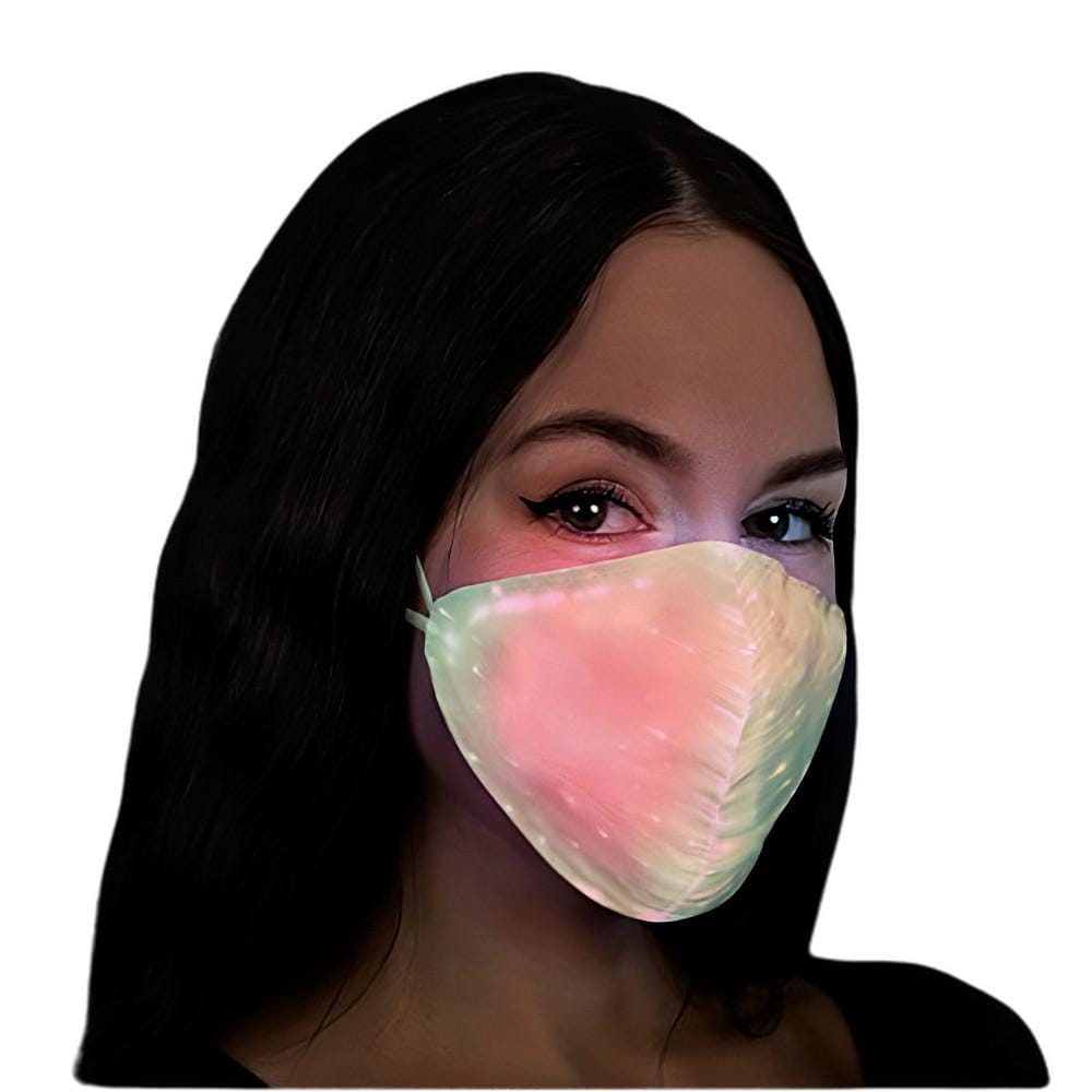 USB Fiber Optic Light Up Multicolor Face Mask in White Cup Shaped Fabric All Products 3