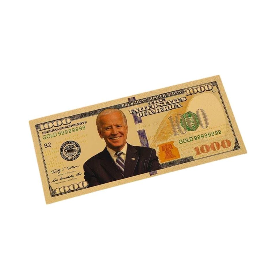Smile 1000 Fake Dollar Gold Foil President Joe Biden 24k Gold Plated Bill Collectible Banknotes for Decoration 24K Gold and Silver Plated Replica Bills Smile 1000 Fake Dollar Gold Foil President Joe Biden 24k Gold Plated Bill Collectible Banknotes for Decoration 24K Gold and Silver Plated Replica Bills 3