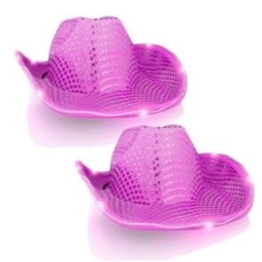 LED Flashing Cowboy Hat with Pink Sequins Pack of 2 All Products