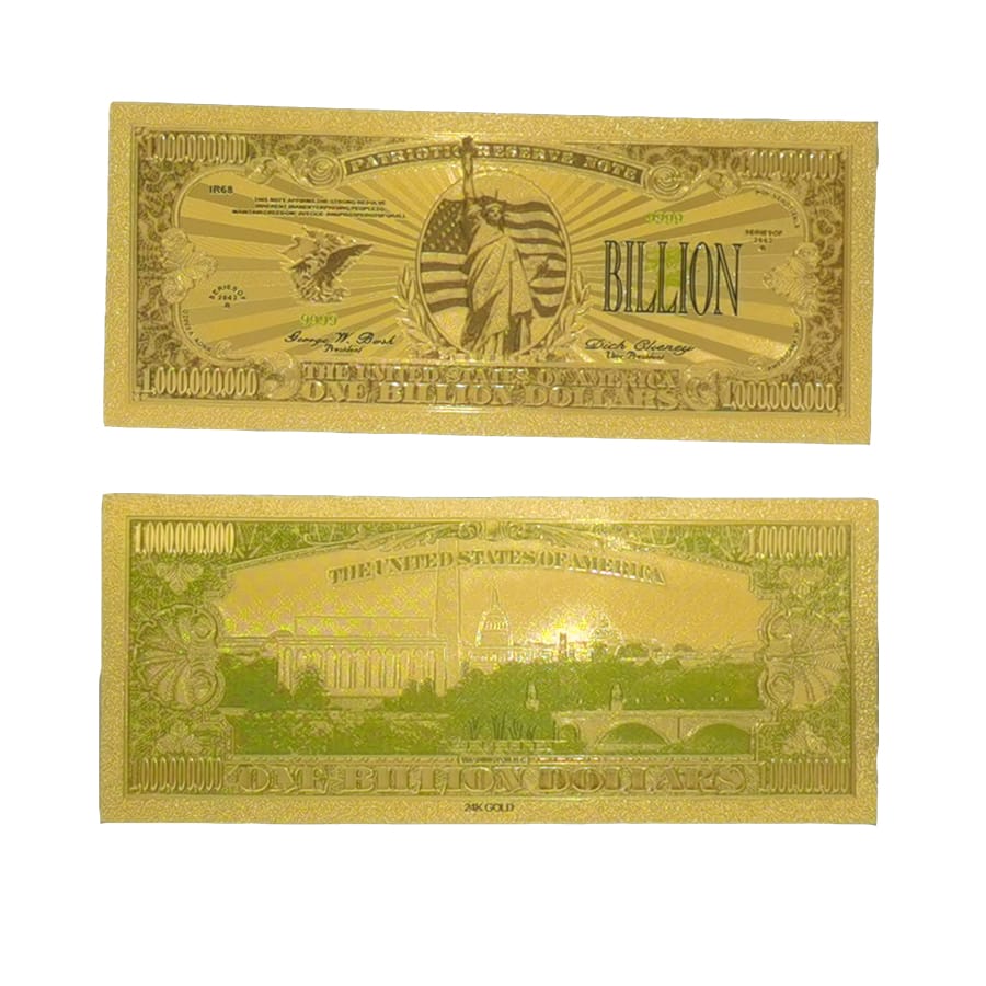 One Billion US Dollars 24K Gold Plated Collectible Fake Banknotes for Decoration 24K Gold and Silver Plated Replica Bills One Billion US Dollars 24K Gold Plated Collectible Fake Banknotes for Decoration 24K Gold and Silver Plated Replica Bills 5