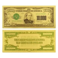 Ten Thousand US Dollars 24K Gold Plated Collectible Fake Banknotes for Decoration 24K Gold and Silver Plated Replica Bills 5