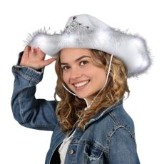 Light Up White Tiara Bridal Cowboy Cowgirl Hat All Products 5