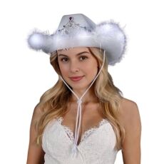 Light Up White Tiara Bridal Cowboy Cowgirl Hat All Products 7