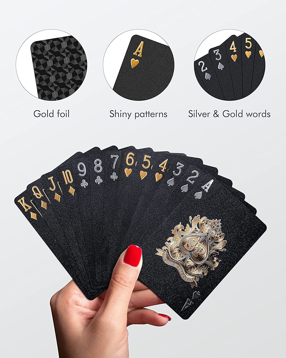 Black Matte Magic Waterproof Non Slippery Deck of Poker Cards with No Art Premium Quality 24K Gold and Silver Plated Replica Bills Black Matte Magic Waterproof Non Slippery Deck of Poker Cards with No Art Premium Quality 24K Gold and Silver Plated Replica Bills 5