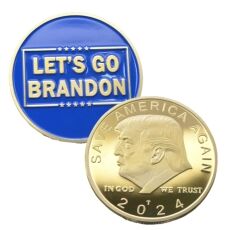 LET’S GO BRANDON 2024 SAVE AMERICA BACK Donald Trump Gold on Gold Plated Collectible Supporters Challenge Coin All Products 5