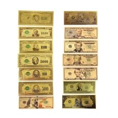 Set of 14  Commemorative Mega Billion 24K Gold Plated US Dollar Fake Banknotes Timeless Collection Protector Sold Separately 24K Gold and Silver Plated Replica Bills 4