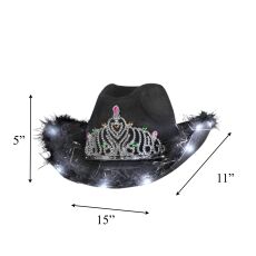Light Up Black Bridal Cowboy Cowgirl Hat with Tiara All Products 4