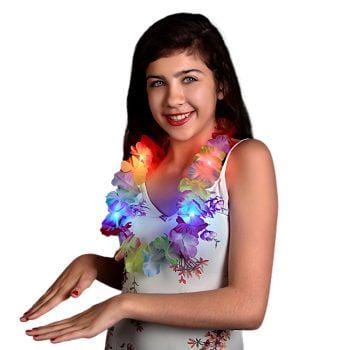 Light Up Hawaiian Flower Lei Necklace Rainbow All Products