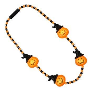 Light Up Witchy Pumpkin Beaded Necklace Halloween Light Up and Non-Light Up Necklace