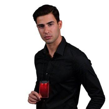 Red LED Personalized Write On Clear Plastic Badge Necklace All Products