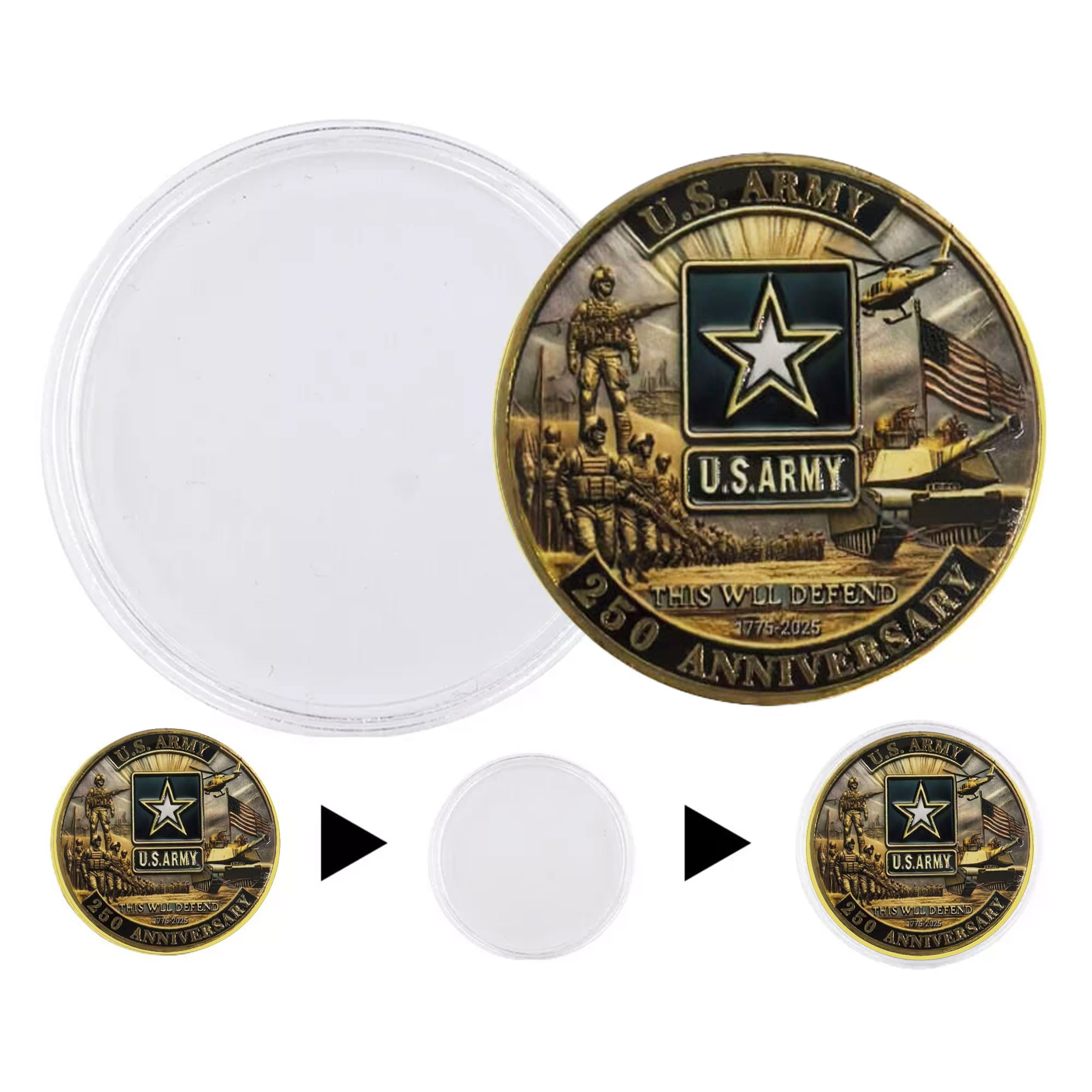 US Army 250th Anniversary Bronze Plated Commemorative Coin 4th of July US Army 250th Anniversary Bronze Plated Commemorative Coin 4th of July 6