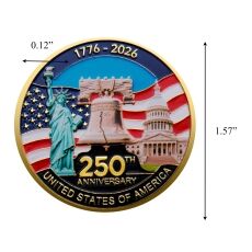 1776 to 2026 United States 250th Anniversary Commemorative Coin 4th of July 4