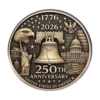 1776 to 2026 USA 250th Anniversary Bronze Hard Enamel Commemorative Pin 4th of July
